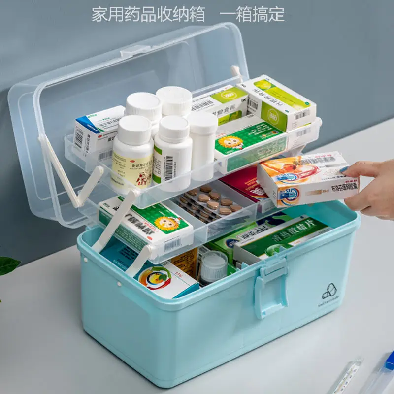 

Multifunction Portable First Aid Kit Clear Plastic Medicine Storage Box Large Capacity Family Emergency Kit Storage Organizer