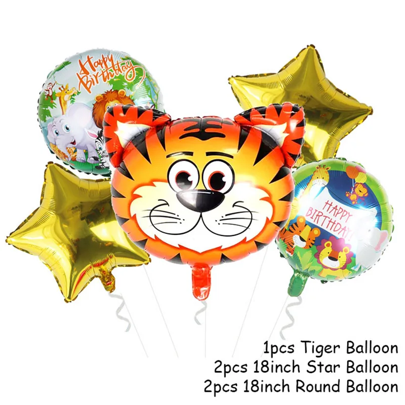 Animal Ballon Set 4 WEIGAO животные Лев зебра жираф фольгированные шары джунгли вечерние бумажная тарелка на день рождения чашка торт топперы для детей сафари подарок на день рождения - Цвет: Animal Ballon Set 4