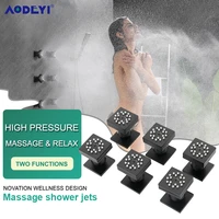 2 functions black body rain shower spray jets bathroom solid brass square head sprayer set saving water massage jet system