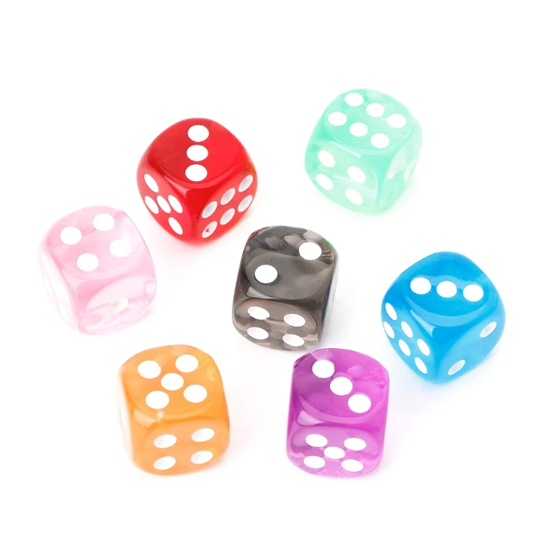 

10 pcs Six Sided 15mm Transparent Cube Round Corner Portable Table Playing Games