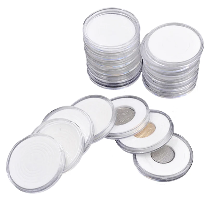 

20 Pcs 46Mm Coin Cases Holder Applied Clear Round Storage Box