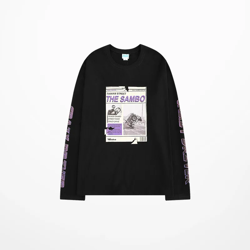 Футболка мужская с длинным рукавом брендовая тенниска в стиле хип-хоп принтом