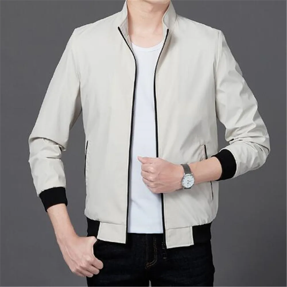 

Spring Autumn New Year Men's Jacket Casual Slim Solid Color Stand Collar Clothes Coat
