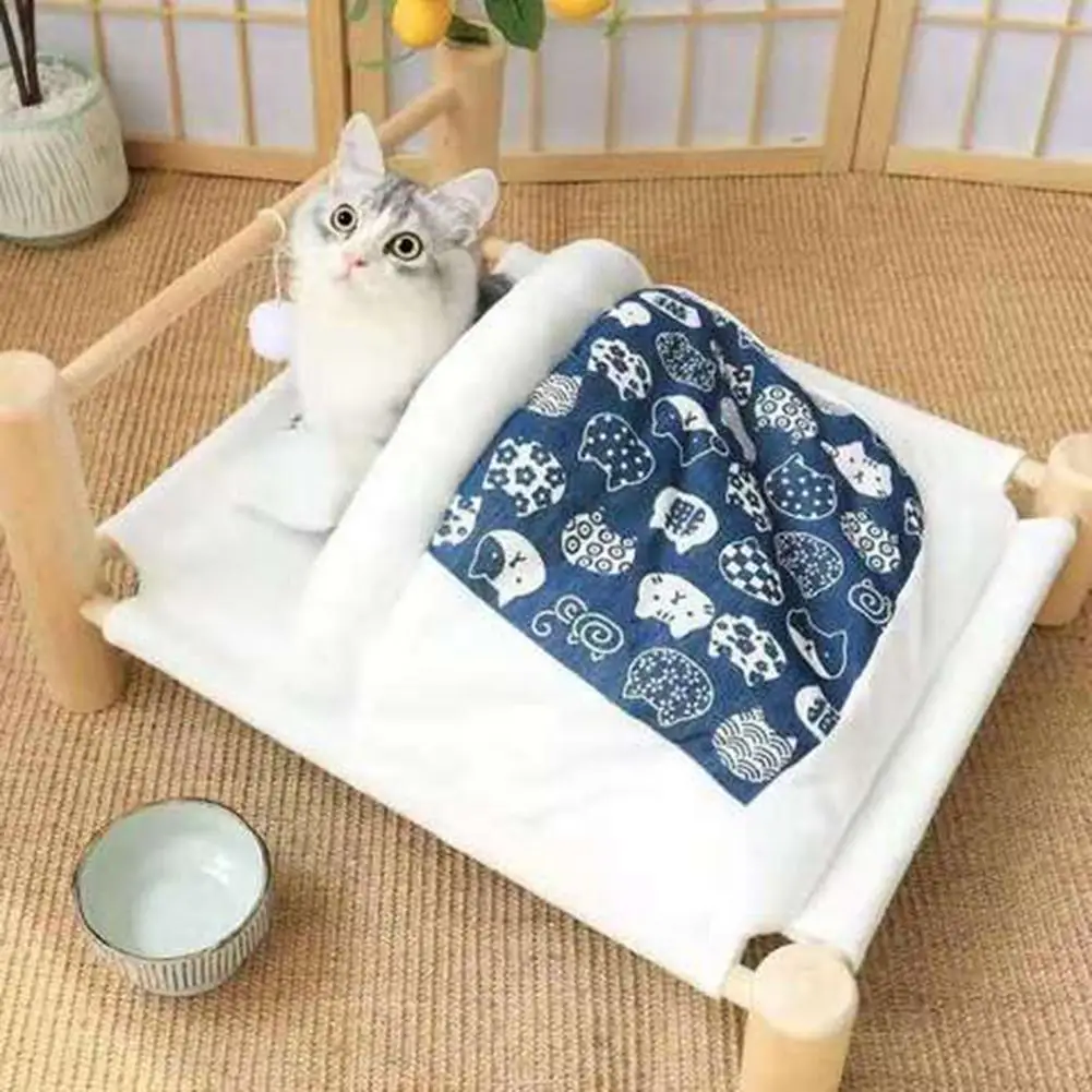 Кровать для кошки из твердого дерева съемный моющийся Гамак домашних животных