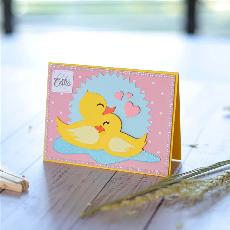 YaMinSanNio Cute Pair of Little Yellow Ducks Metal Cutting Dies Scrapbooking Card Making Embossing Stencil Die Cut Template 2019 | Дом и сад