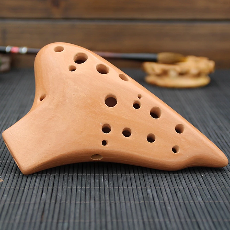 Wide Rang Smoked Soldering Grain Ocarina Alto C Tone Ocarina Teaching Double-tube Ocarina 12-Hole Sound Quality Ocarina with Bag