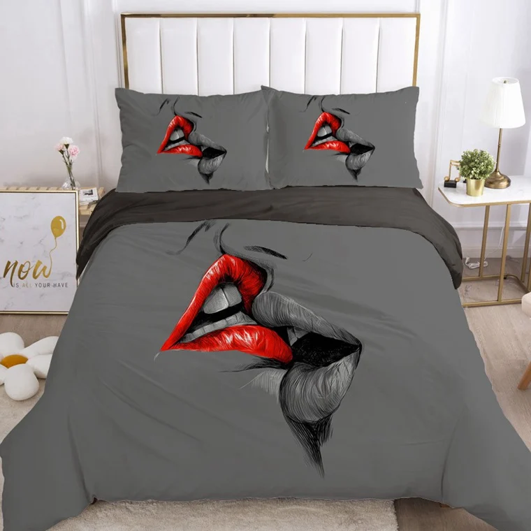 

Fashion Duvet Cover Set 3D Bedding Sets EUR UK Queen King Blanket Quilt Cover Bedclothes Bed Linings Love Kiss 2-3pcs/set