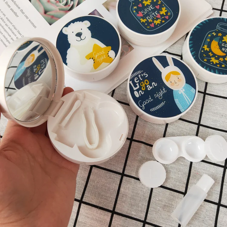 Чехол для контактных линз с зеркалом красивый чехол объектива коробка хранения