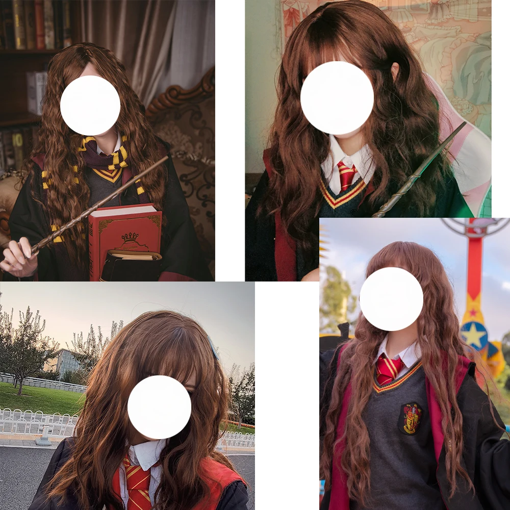 Женский парик для косплея светло-коричневые шерстяные вьющиеся длинные волосы