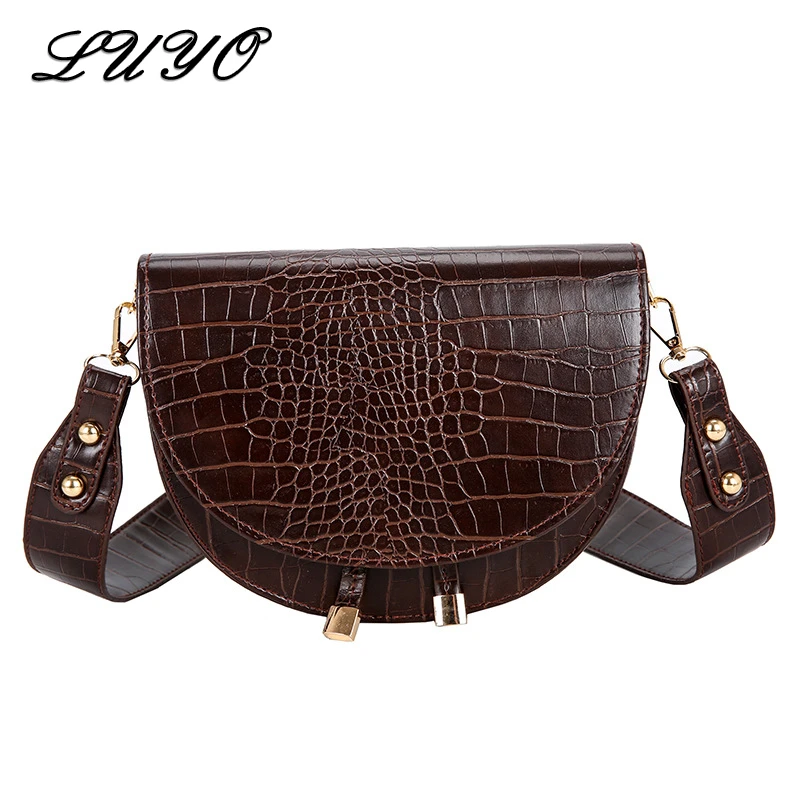 

Крокодиловая сумка через плечо для женщин, полукруглая сумка-мессенджер из искусственной кожи, роскошные сумки, женские сумки, дизайнерска...