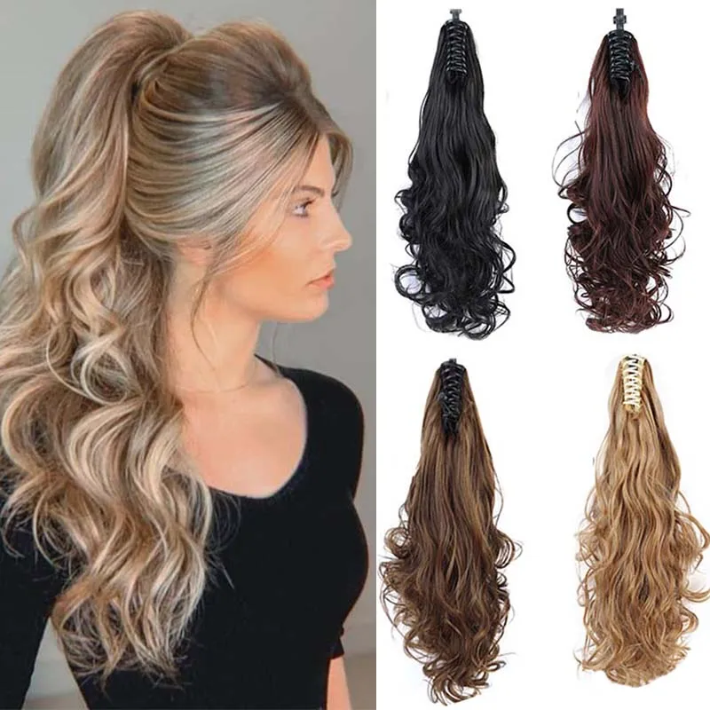 LUPU длинные кудрявые конский хвост коготь синтетические натуральные накладные