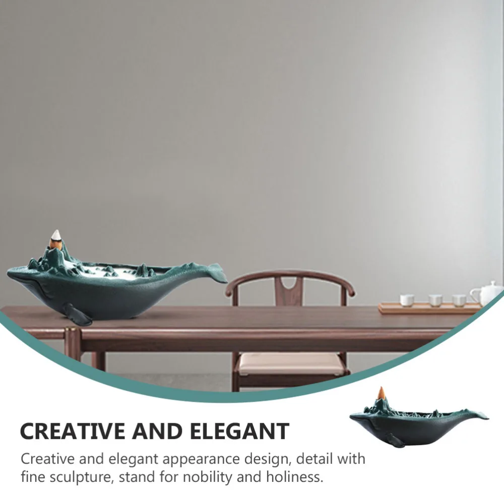 

1Pc Household Incense Burner Chinese Style Censer Whale Shaped Backflow Censer