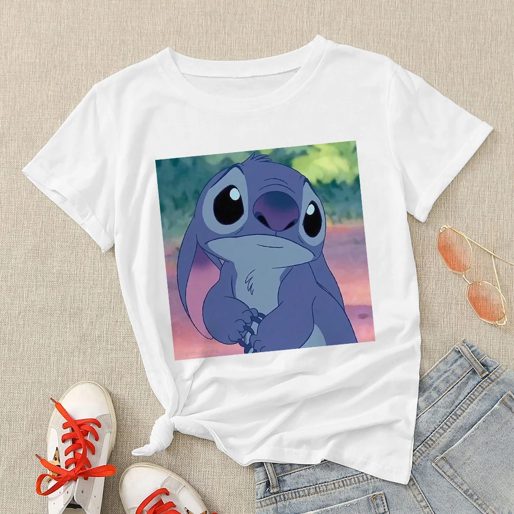 

Disney Blue Little Monster Women T-shirts Personalized Stitch Aggrieved look Printed Brand Shirts Cartoon Soothing Top Tees