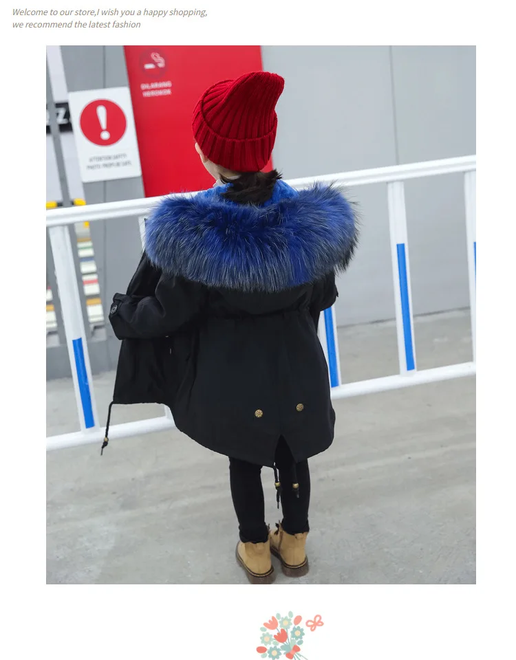 Зимнее пальто с мехом для девочек Детская куртка с натуральным кроличьим мехом теплые парки куртка с натуральным мехом енота для мальчиков и девочек Размер 110-170, TZ204