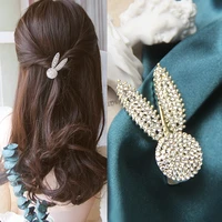 luxurious pearls hairpin sweet rabbit hair clips rhinestone hair jewelry bang ornaments headwear accessories gifts for women2021