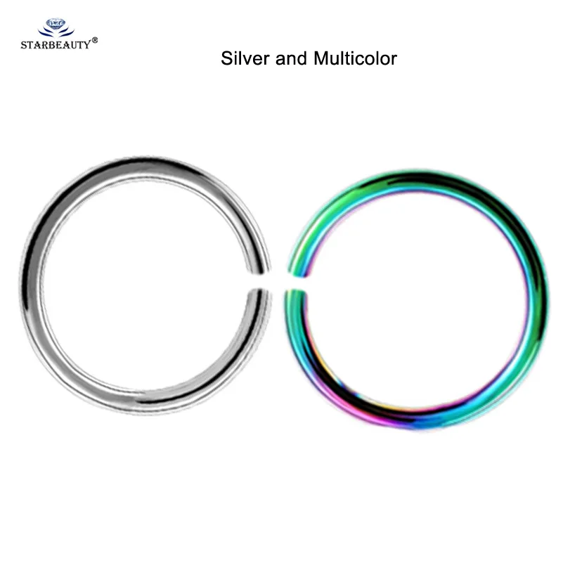 Silver andMulticolor 2 шт 20 г 0,8 мм Тонкий поддельный нос кольцо перегородка спираль ноздри пирсинг Лабрет губы поддельные пирсинг титана хряща поддельные серьги обруч - Окраска металла: Silver andMulticolor