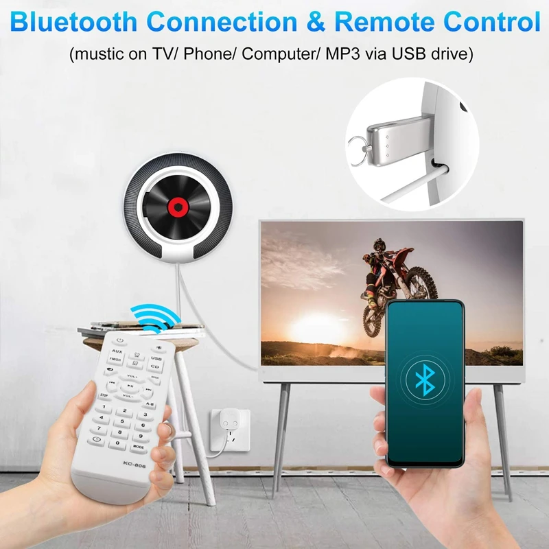 

Портативный CD-плеер с Bluetooth настенный fm-радио встроенный HiFi колонки с дистанционным управлением разъем для наушников