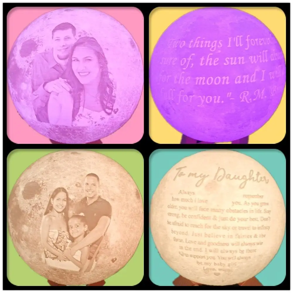 8 22 см по индивидуальному заказу 2/16 Цвета 3D принт светодиодный луна светильник