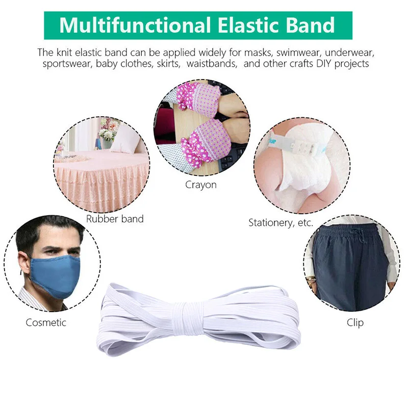 

High Quality 33yard Length Face Cover Rope DIY Woven Elastic Band Knitting Band Sewing Crafting 6mm Width X85