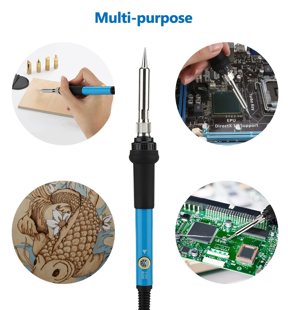 

37/47Pcs Electric Soldering Iron Carving Pyrography Tool Soldering Welding Tips Kit 110V/220V 60W Wood Burning Pen Set