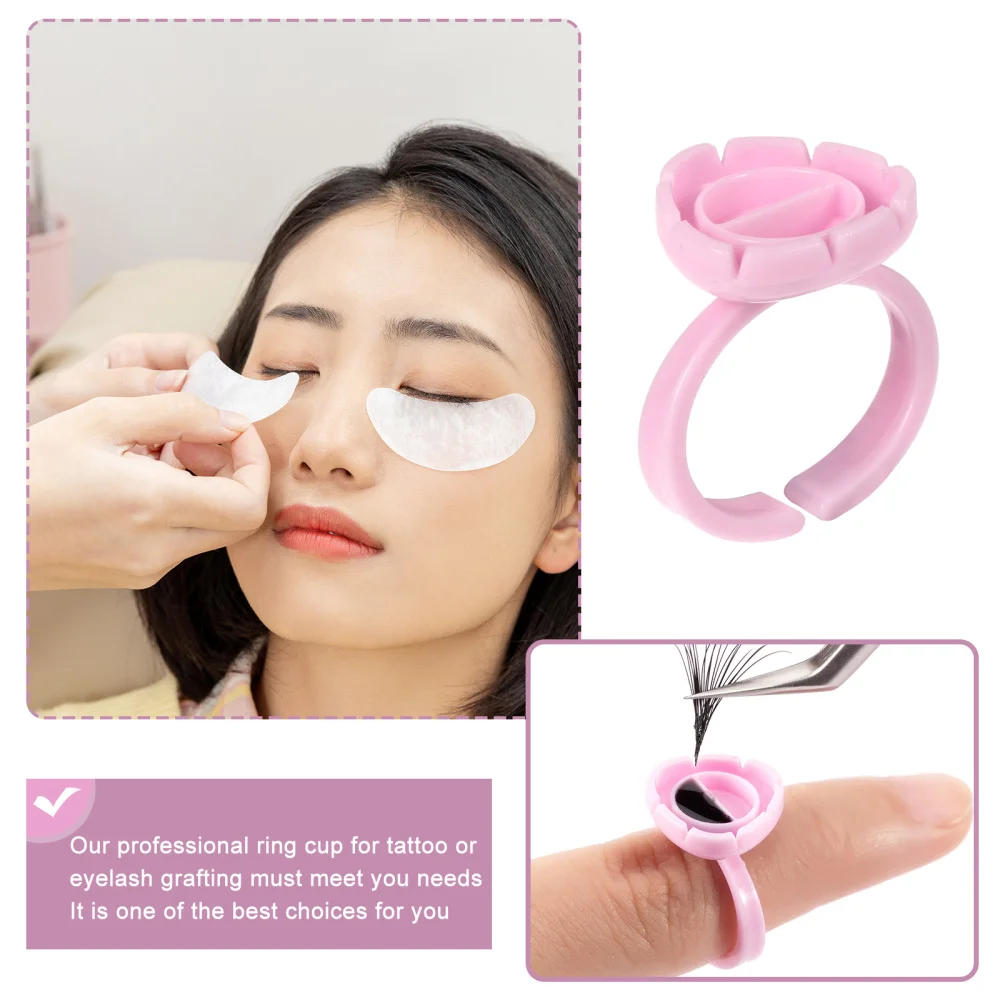 

100pcs Lash Glue Holder Ring Cups for Eyelash Extension Professional Makeup Tool