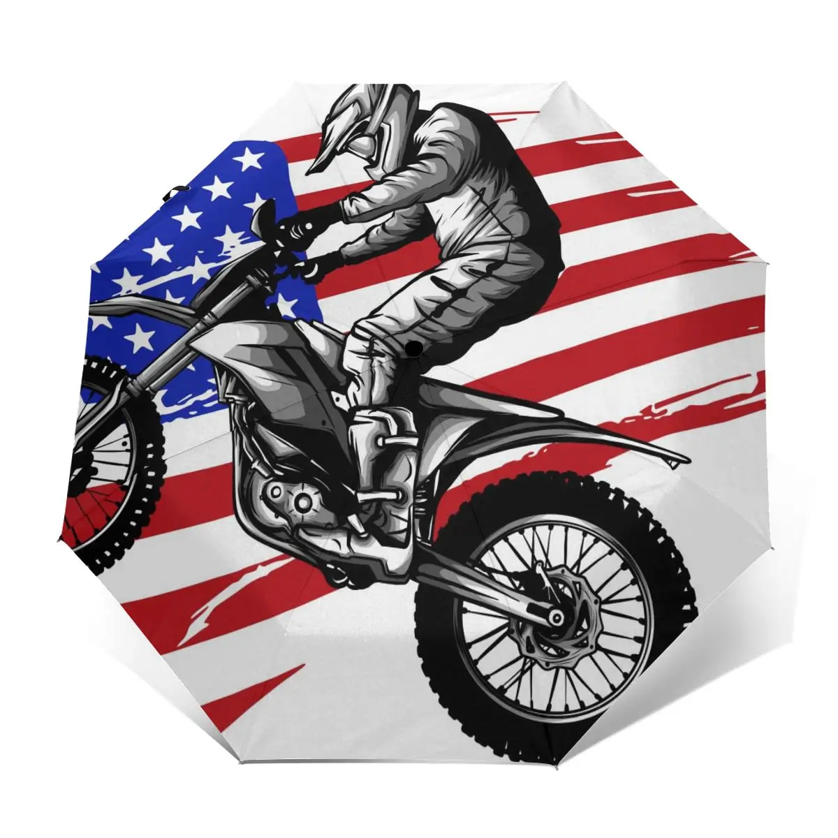 

American Motocross Motorcycle Print Windproof Automatic Folding Inverted Umbrella Portable Paraguas for Man Woman