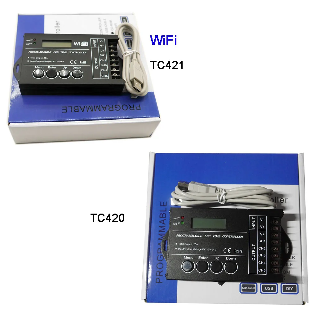 Программируемый RGB светодиодный контроллер TC420/TC421 с временем 12 В/24 В постоянного