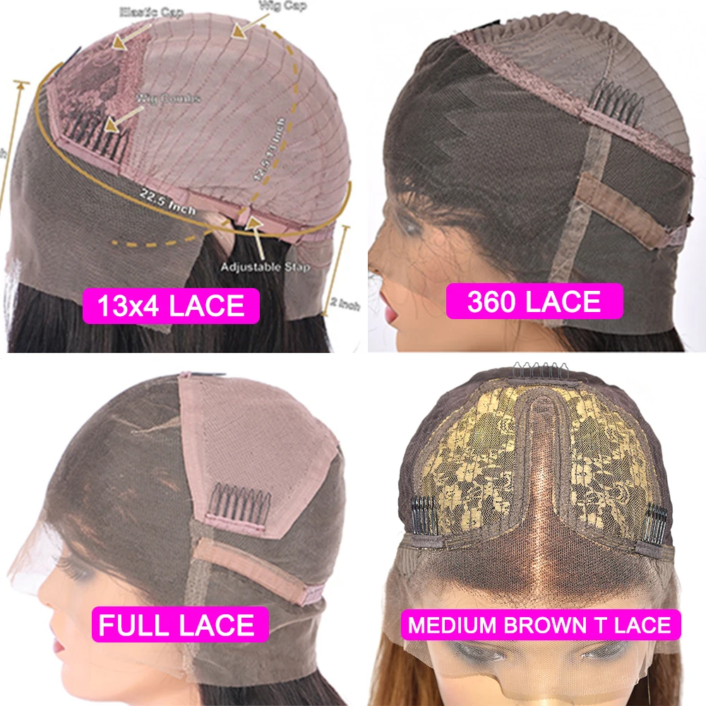 Полноразмерные парики из человеческих волос Honey блонд цветные 360 на сетке спереди