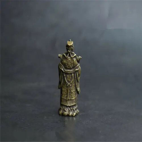 Китайская неправящая Чистая латунь Бог богатства приглашая деньги маленькая