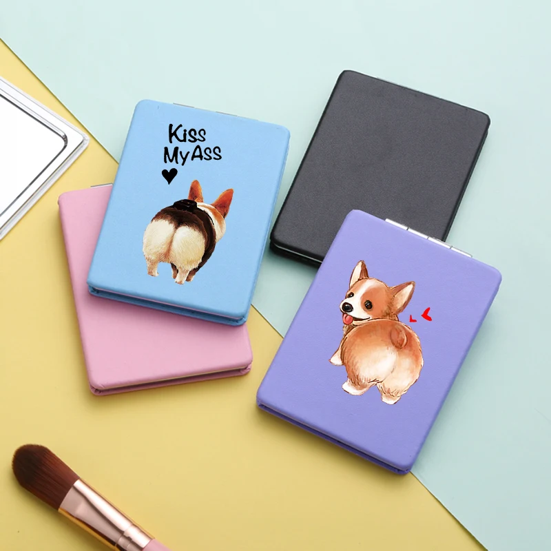 

Cute Corgi Makeup Cute Mirror with Double Side Fashion Portable Travel Folding Magnifying Compact Pocket Cosmetic Vanity Mirrors