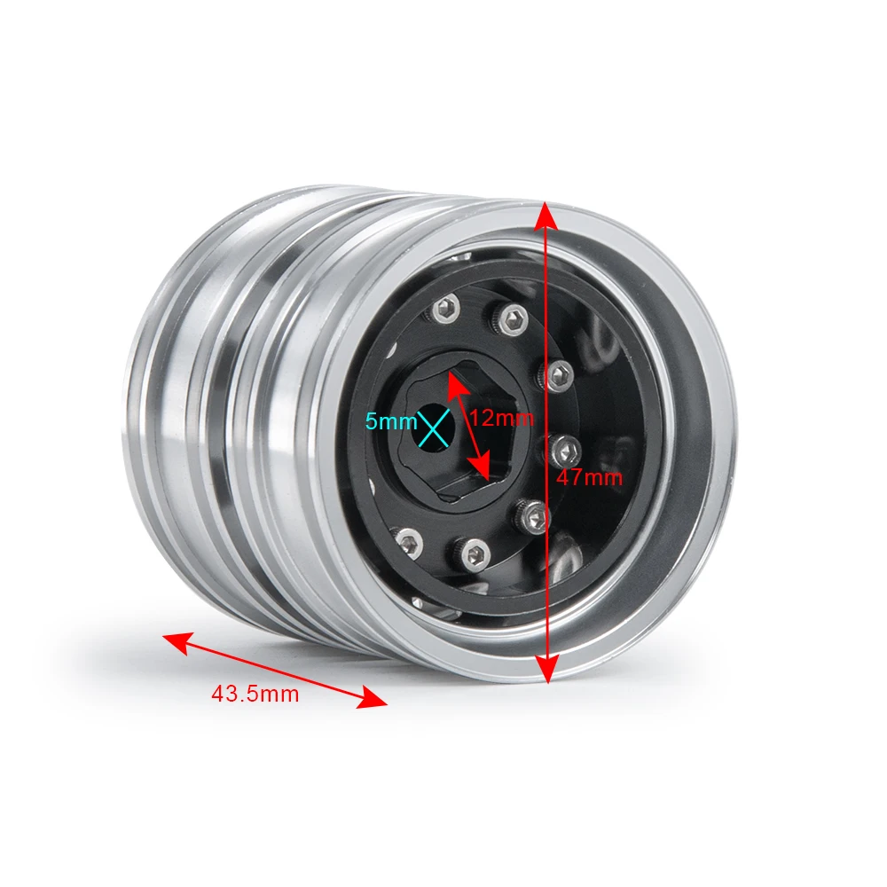

AXSPEED Metal Rear Wheel Rim Hub and Rubber Tires Kit for 1:14 Tamiya Trailer Tractor Truck RC Car Wheels Parts