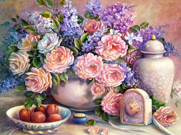 HUACAN Diamond Painting Flowers Cross Stitch Diamond Mosaic Full Layout Painting Diamond Embroidery Flowers Full Set Decoration - Цвет: FA9807