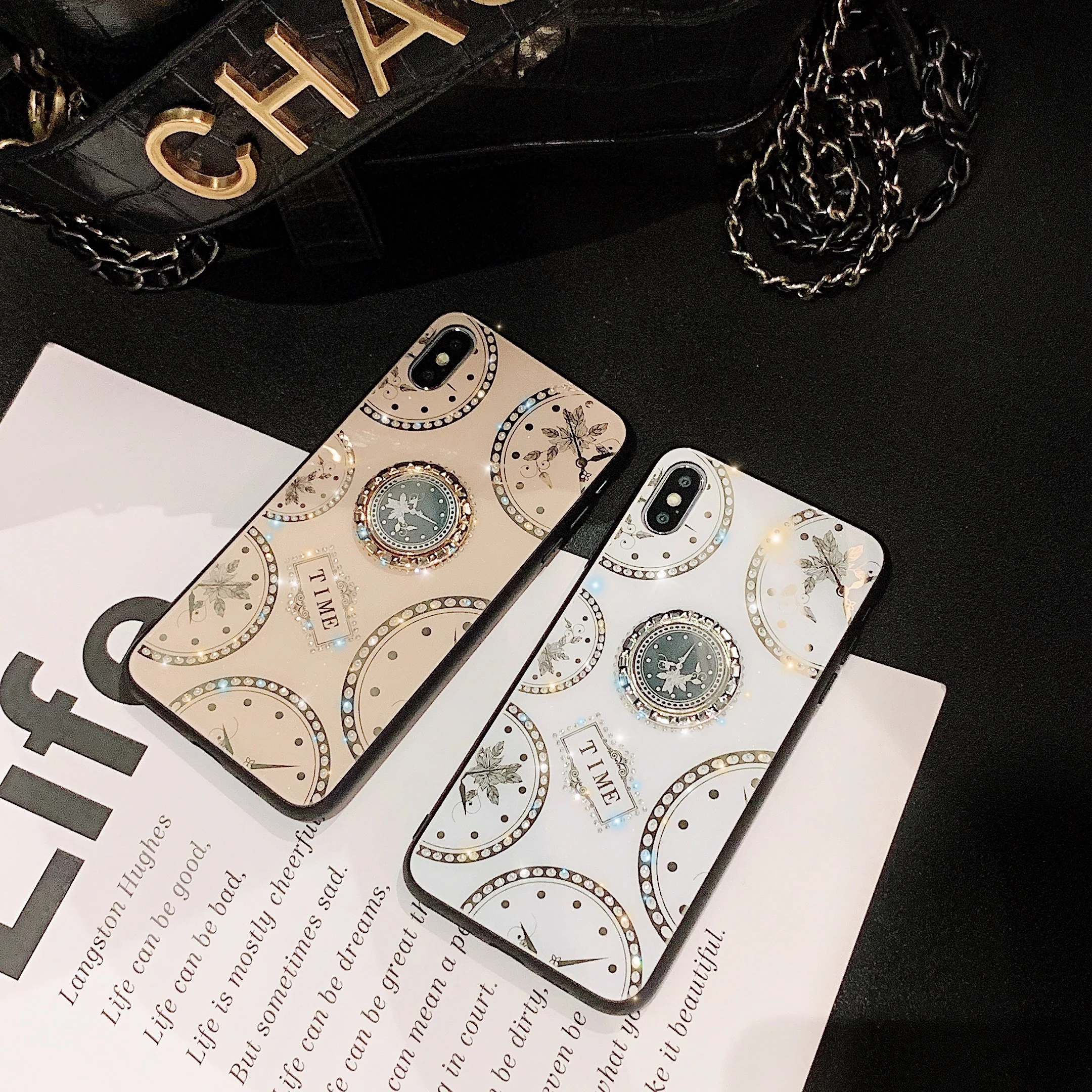 Чехол для iphone 11 роскошные бриллиантовые часы с кольцом-подставкой защитный