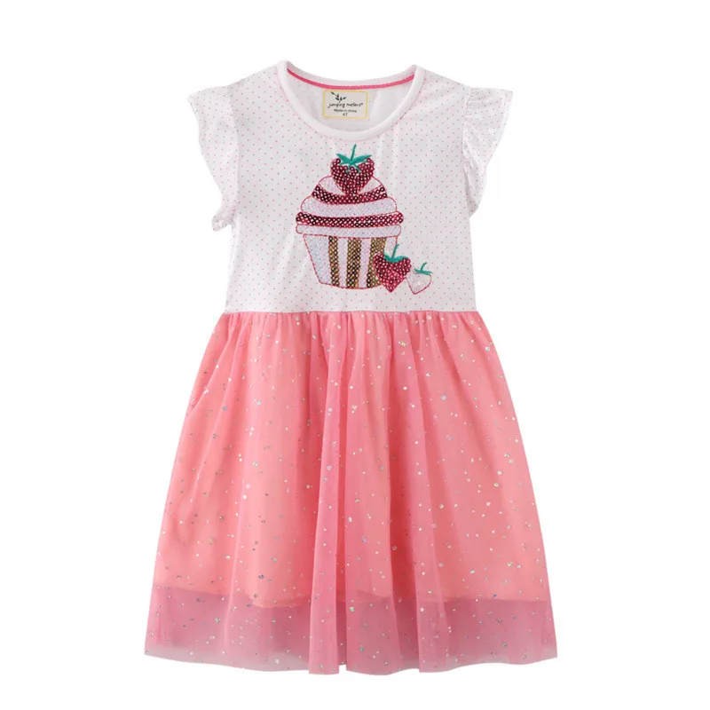 

Summer Princess Girls Dresses Tutu Mesh Party Baby Frock Children's Clothes Fashion Hot Beading Ice Cream Dress