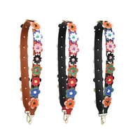 105cm wide leather flower shoulder bag strap rivet petal belt obag purses handle chain female panelled handbag belt accessoires