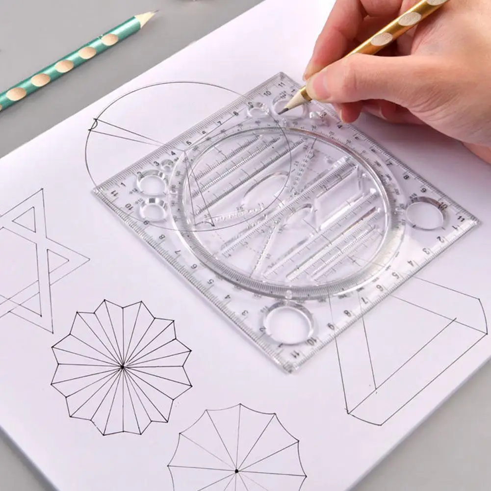 

Multifunctional Rotatable Drawing Ruler Students Mathematical Stereo Geometry Template Ellipse Circle Drafting Measuring Tool