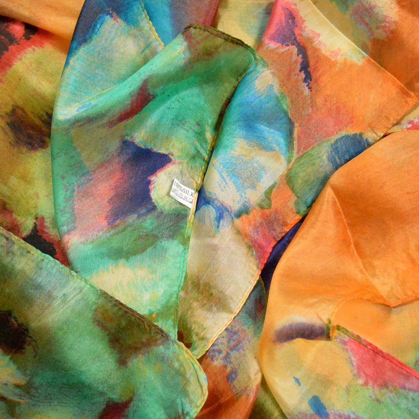 

2021 Winter Fashion Women's Scarf Hot Sale Mulberry Silk Scarves Shawl Female Long Silk Scarf Blue and Coffee 180*110cm