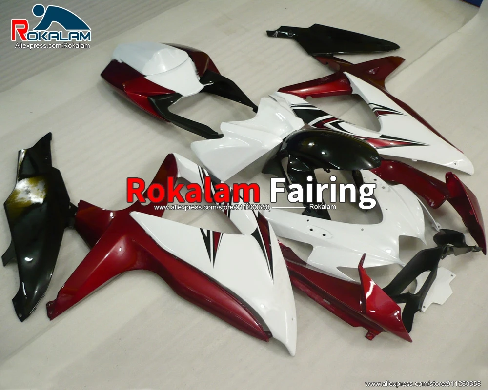 

ABS Fairing For Suzuki GSXR600 GSXR750 K8 2008 2009 2010 GSX-R600 08 GSX-R750 10 White Red Autobike Body Kit (Injection Molding)