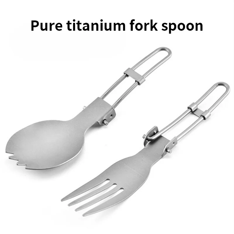 

Titanium Spoon Fold Camping Fork Spoon Travel Tableware for Picnic Utensils Cooking Lightweight and Durable Outdoor Application