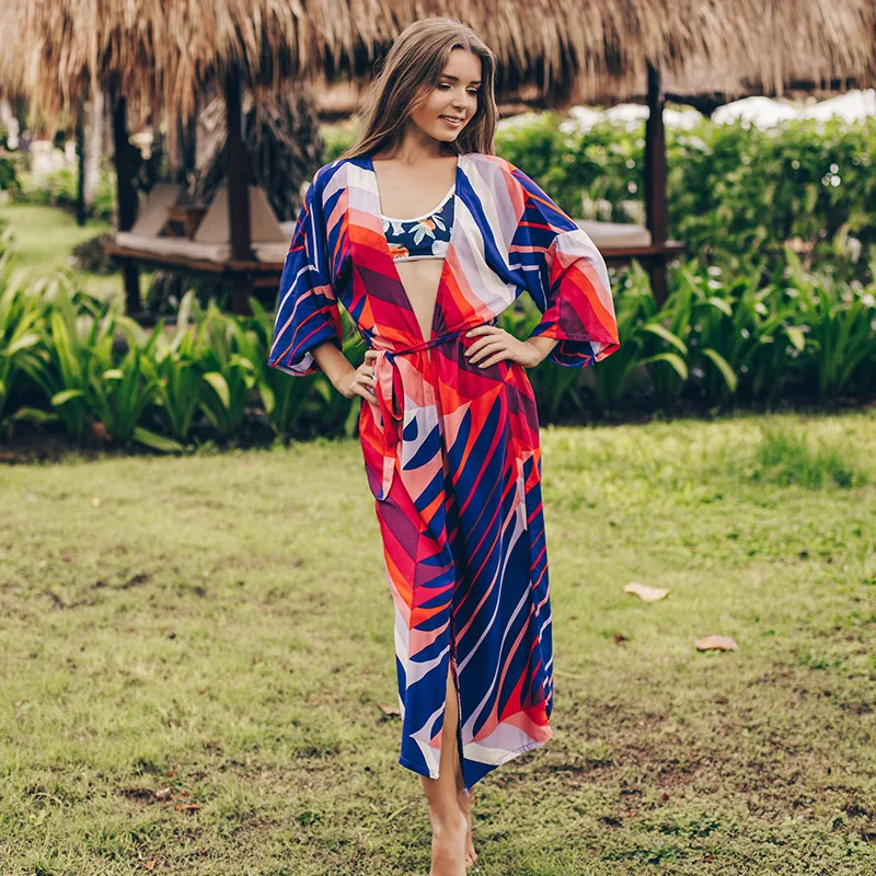 Geometric Print Cotton Beach Dress Sarongs Cover-up Swimwear Pareo Tunic Bathing suit Saida de Praia Bikini cover up | Женская одежда
