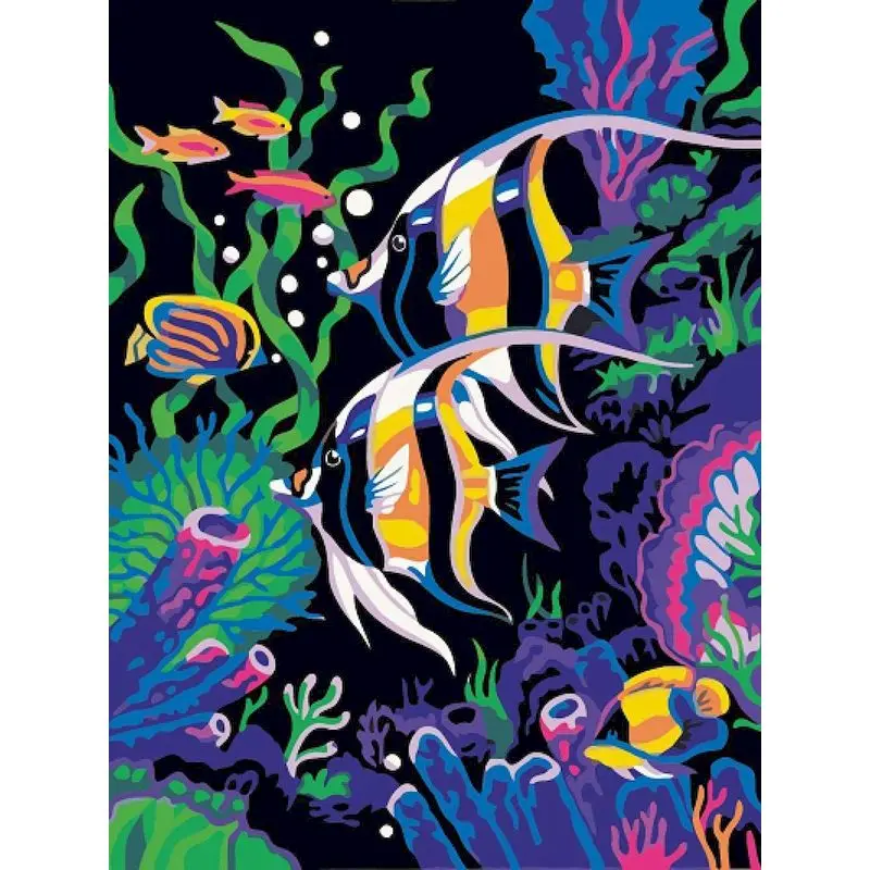 

GATYZTORY DIY Painting By Numbers Cartoon Fish Oil Painting HandPainted Home Decor Gift Canvas Drawing