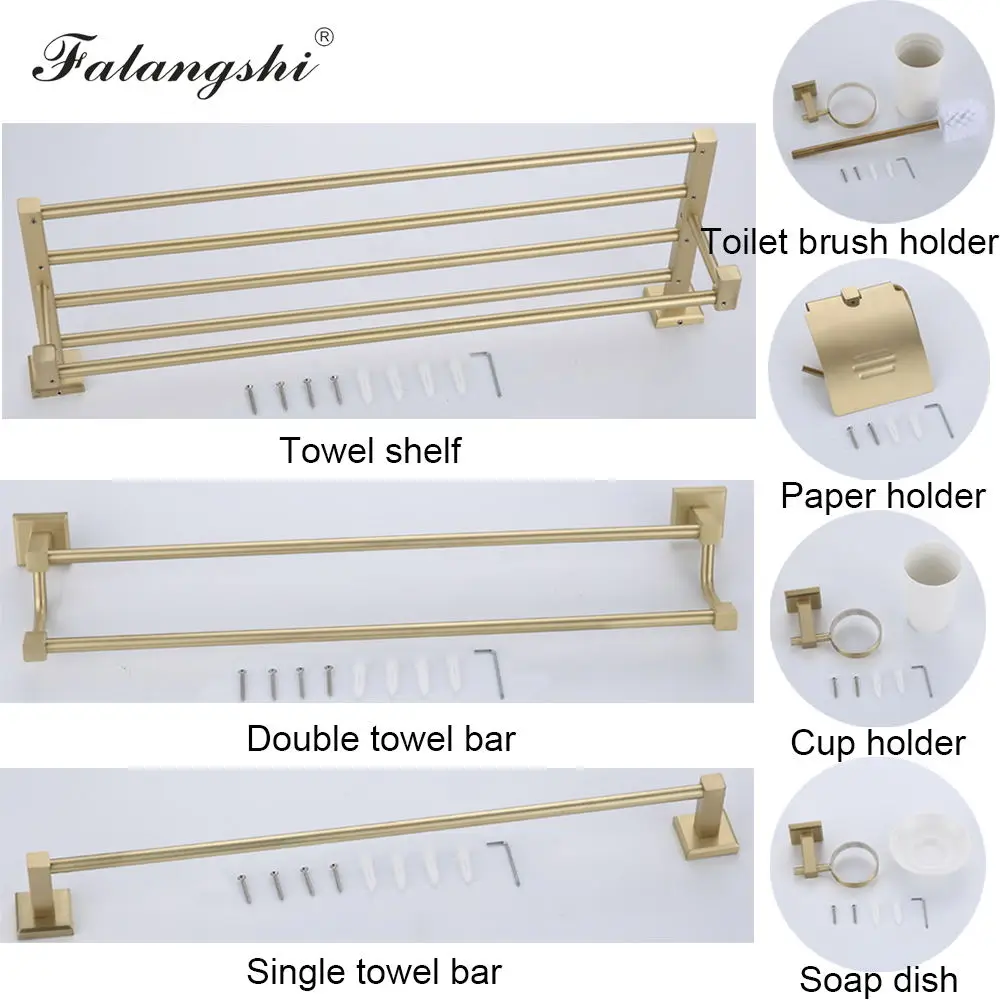 Золотая щетка для ванной комнаты Набор медных латунных полотенец держатель