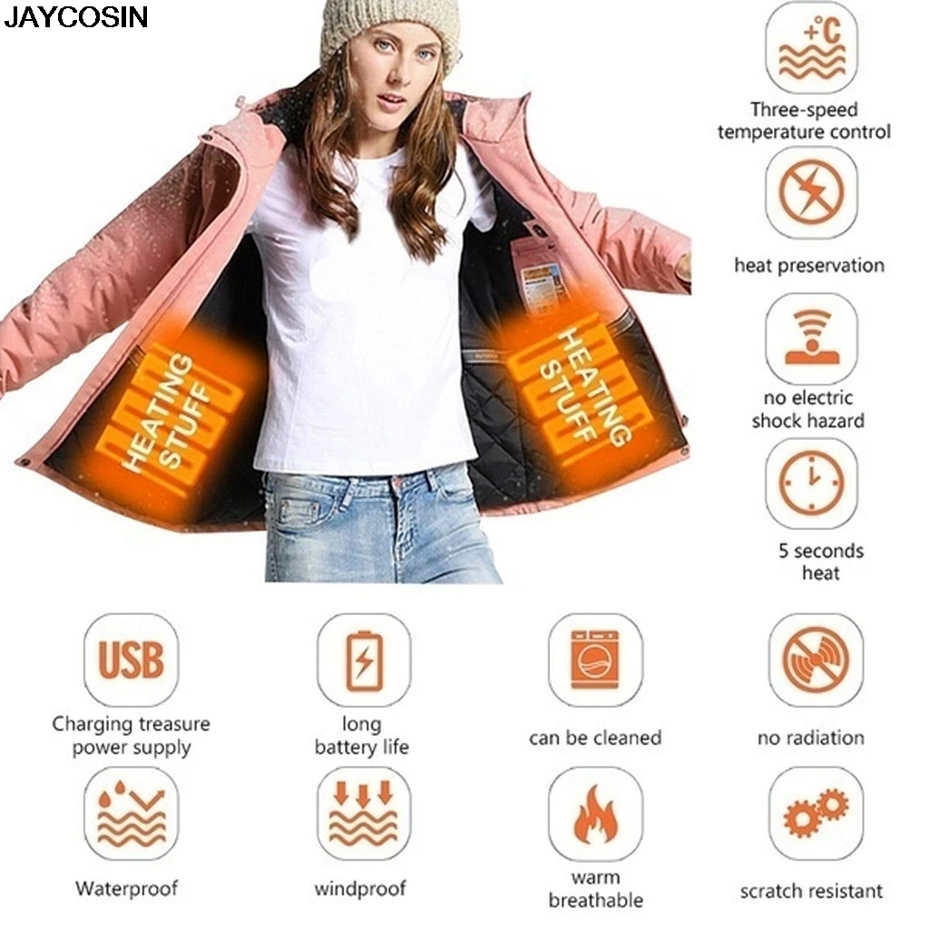 JAYCOSIN зимняя женская трехскоростная теплая куртка с контролем температуры и зарядкой от usb зимняя Базовая куртка женские парки 9821