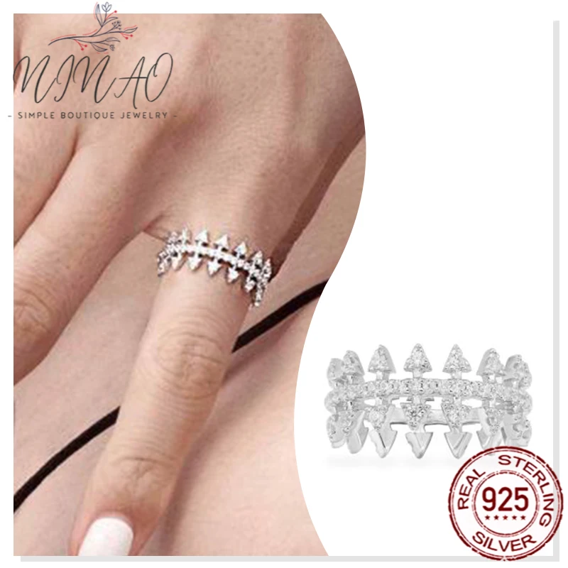 

925 Sterling Silver Zircon Silver Arrow Ring Girls Holiday Gift Fashion Simple Temperament High Quality Party Design Sense