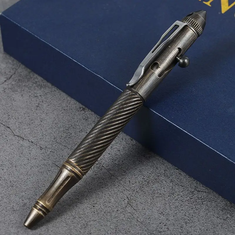 

Solid Handmade Brass Gel Ink Pen Retro Twist Pattern Bolt Action Writing Tool
