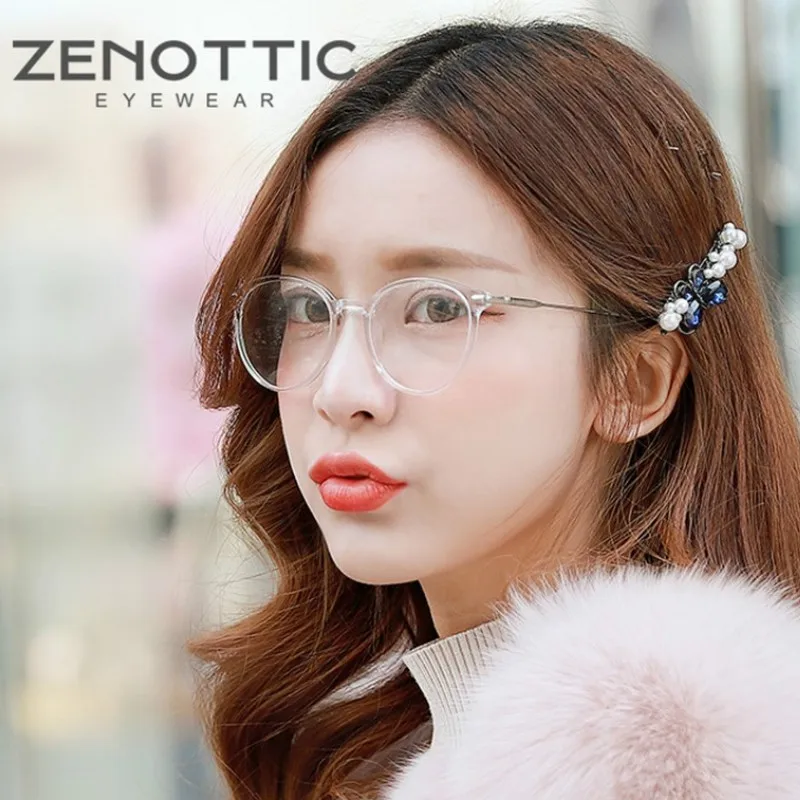 Оправа для очков ZENOTTIC ацетатная женская круглая оптическая оправа с защитой от