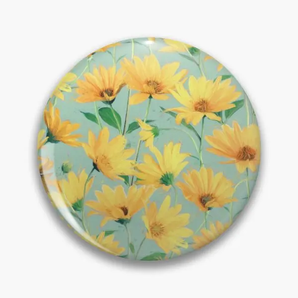 

Painted Golden Yellow Daisies On Soft Sa Customizable Soft Button Pin Badge Clothes Lapel Pin Funny Cute Metal Decor Lover