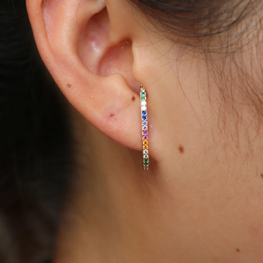 Высокое качество 925 пробы серебро Радуга cz Серьги Элегантность нежный