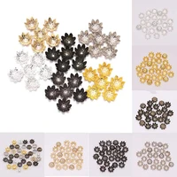 100pcslot 8 10mm gold hollow flower torus shape alloy beads caps spacer beads for diy jewelry making accessories wholesale