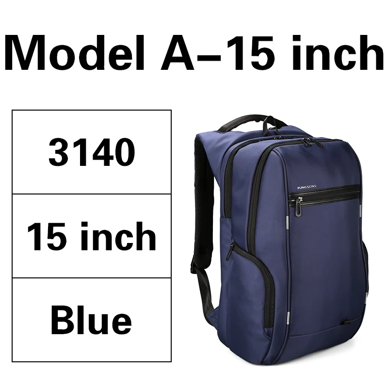 Model-A-15inch blue KINGSONS мужской рюкзак для ноутбука 13,3 15,6 17,3 дюймов Водонепроницаемый женский модный рюкзак для деловых поездок школьные сумки - Цвет: Model-A-15inch blue